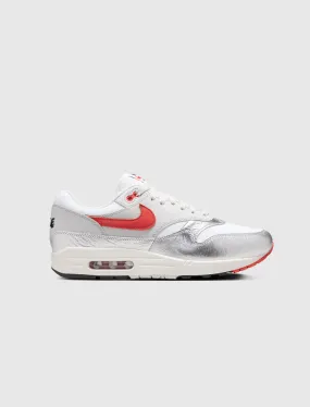 AIR MAX 1 PRM "WHITE/CHILE RED-METALLIC SILVER"