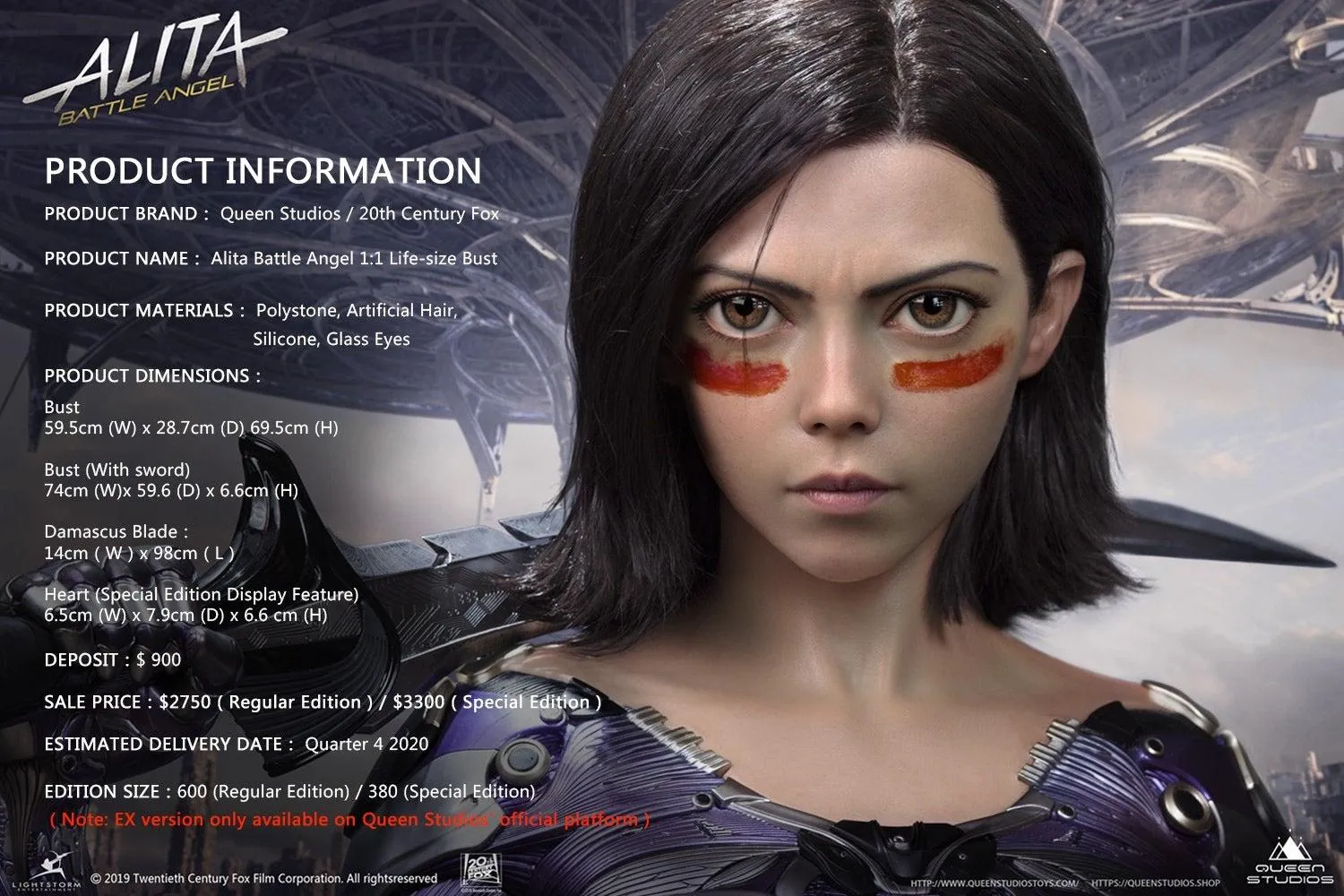 Alita: Battle Angel 1:1 Scale Lifesize Bust