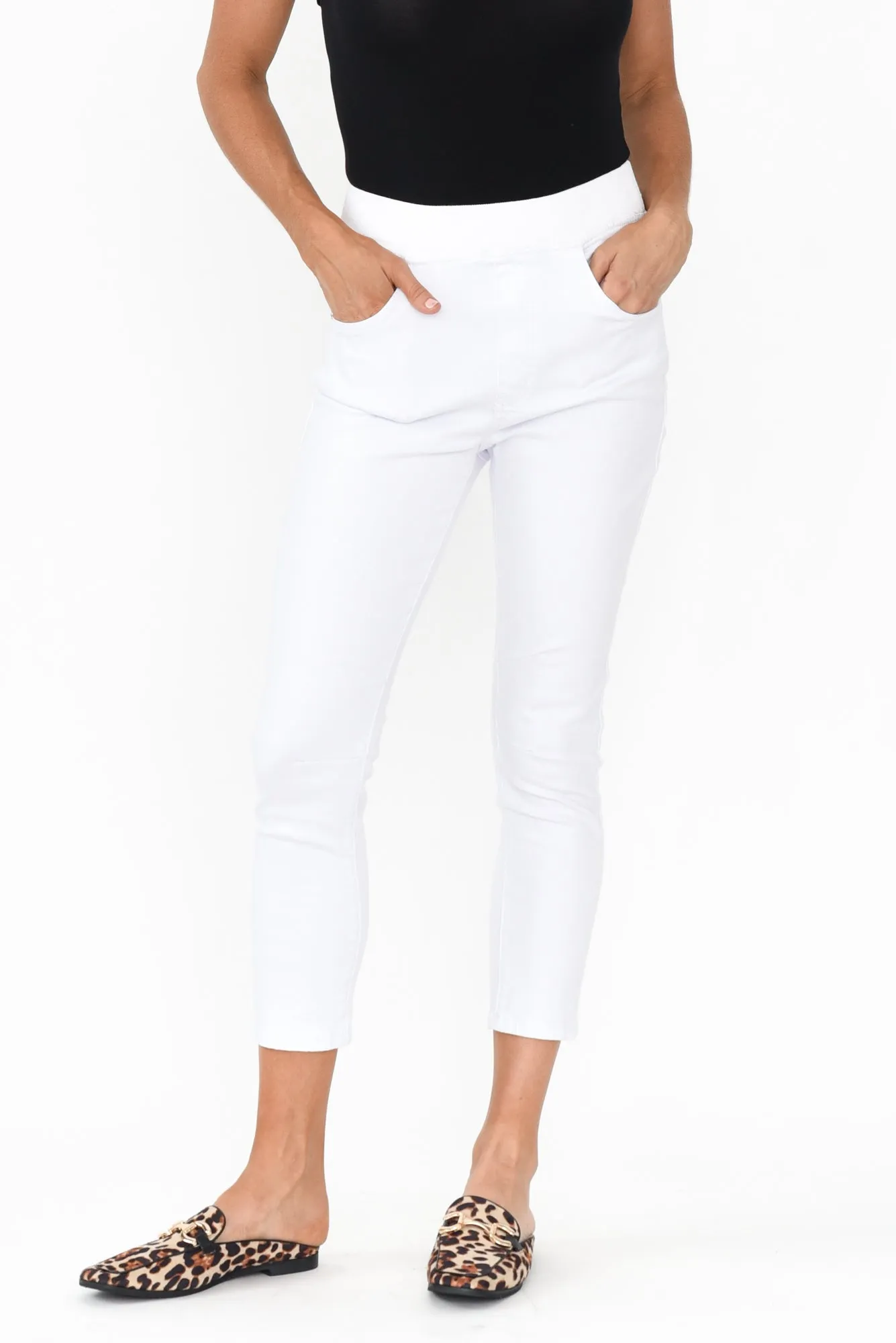 Bella White Cotton Stretch Jeans