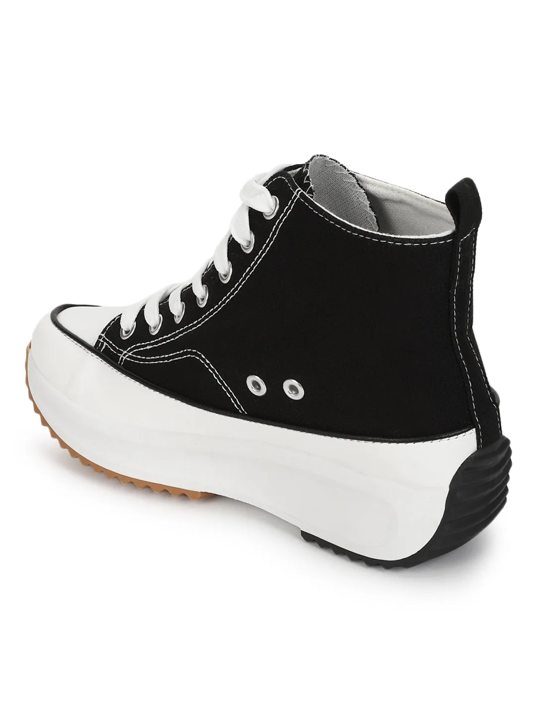 Black Canvas Lace Up Sneakers (TC-RS3476-BLK)