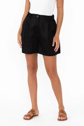 Britannia Black Linen Shorts