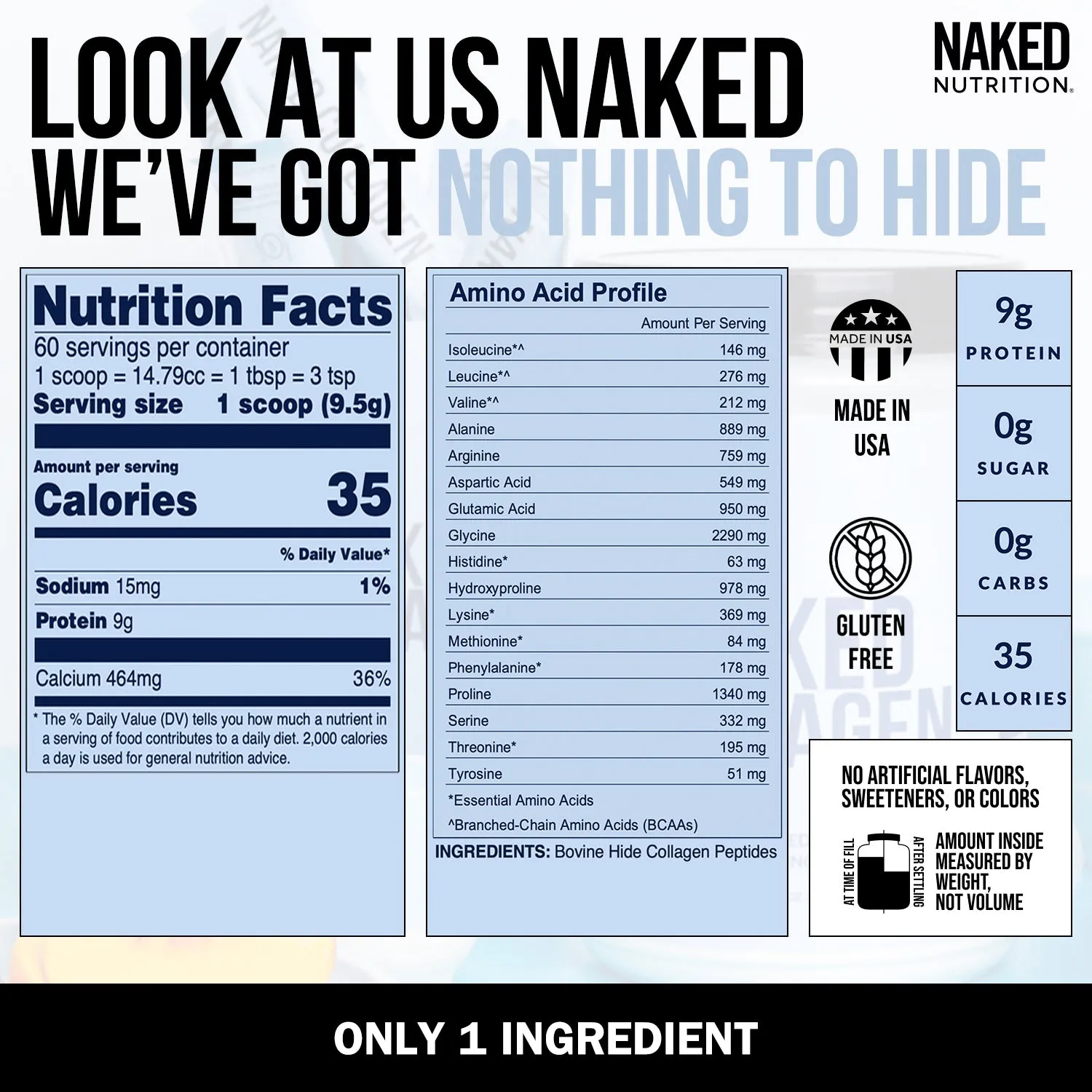 Collagen Peptides Protein Powder | Naked Collagen - 20 oz