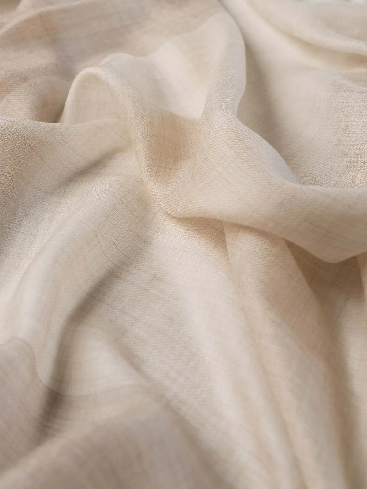 Featherlight Beige White Cashmere Scarf