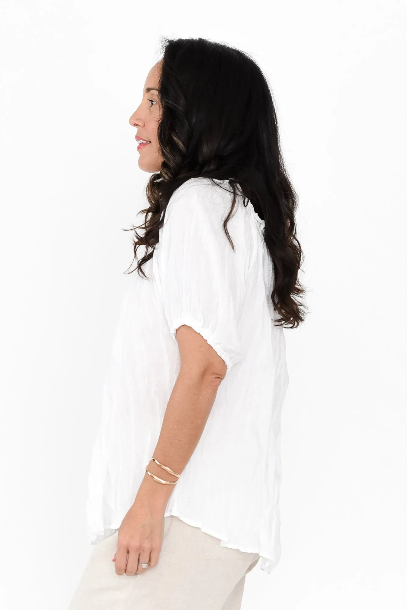 Lumi White Crinkle Cotton Top