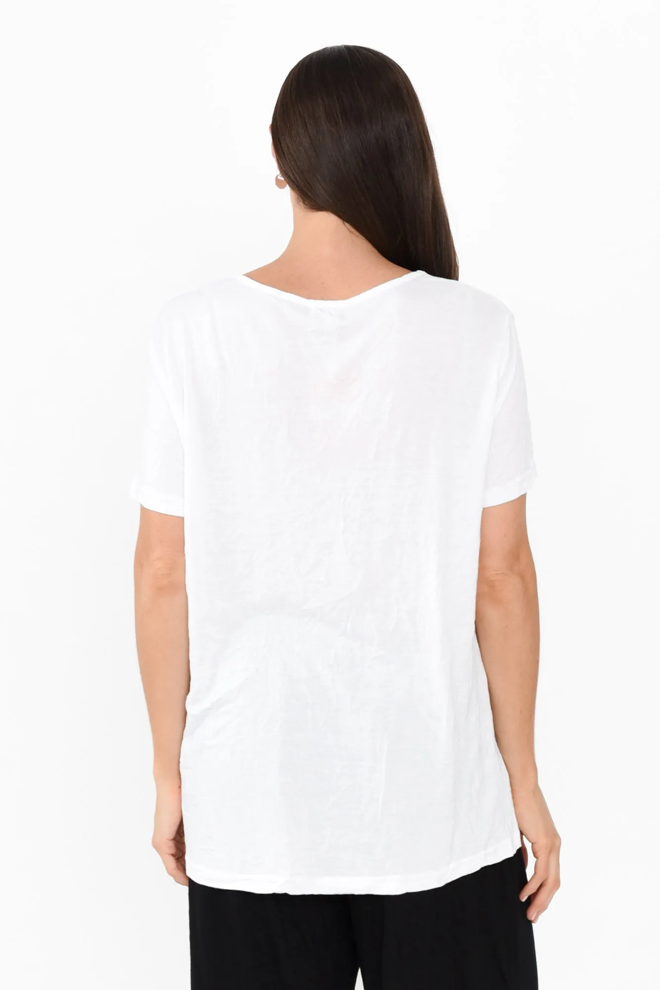 Marley White Crinkle Cotton Short Sleeve Top