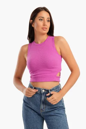 Ribbed Top with Cut Out Sides