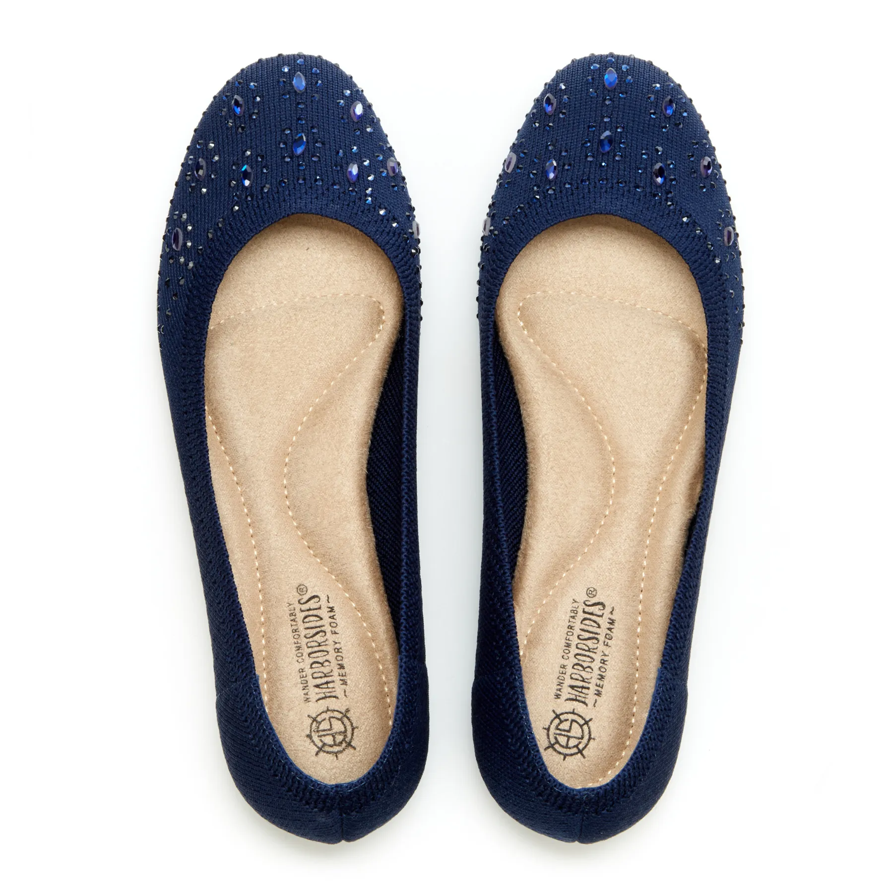 Round Toe Crystal Gem Knit Flats (Narcisa)