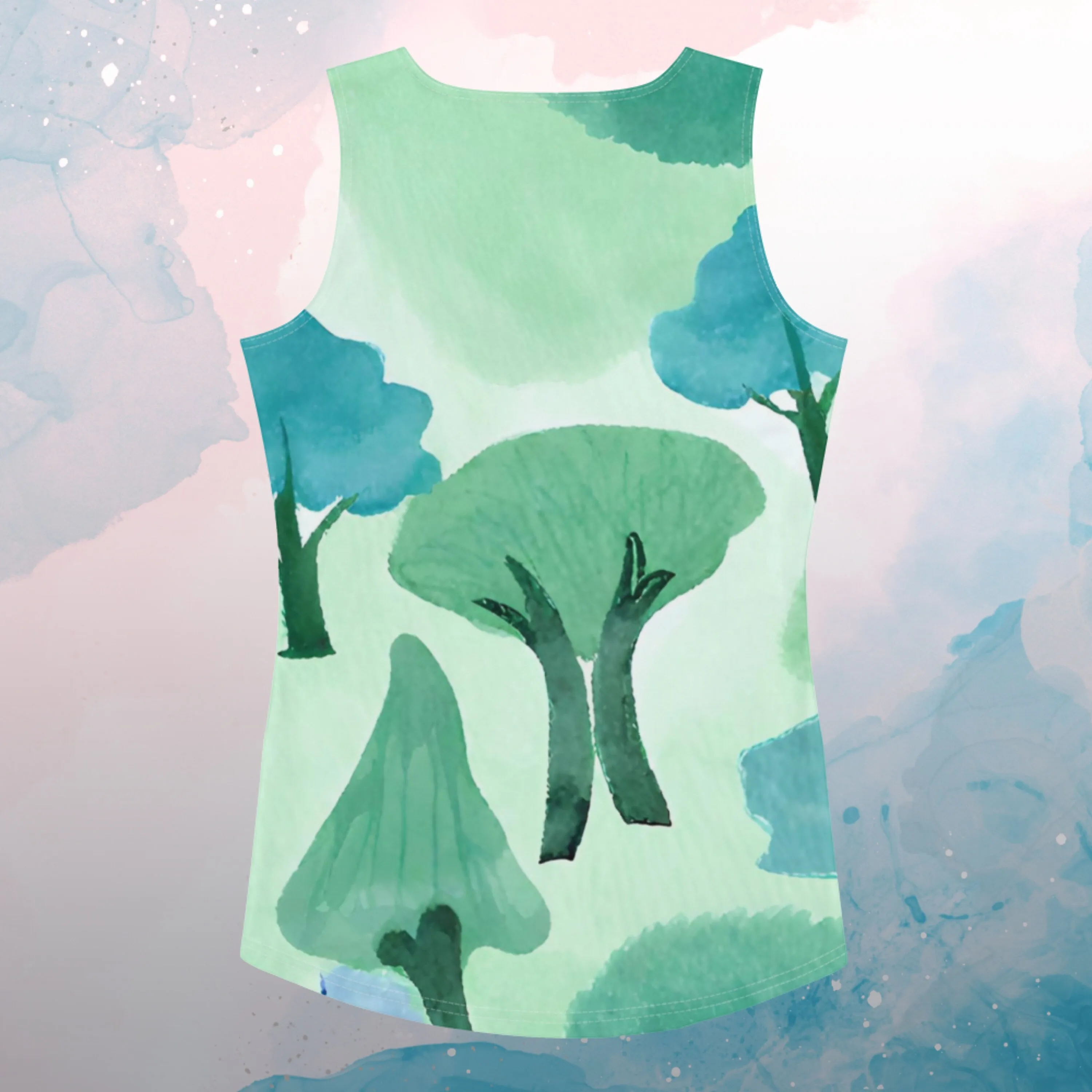 Summer Park Green and Blue Trees Tank Top for Ladies