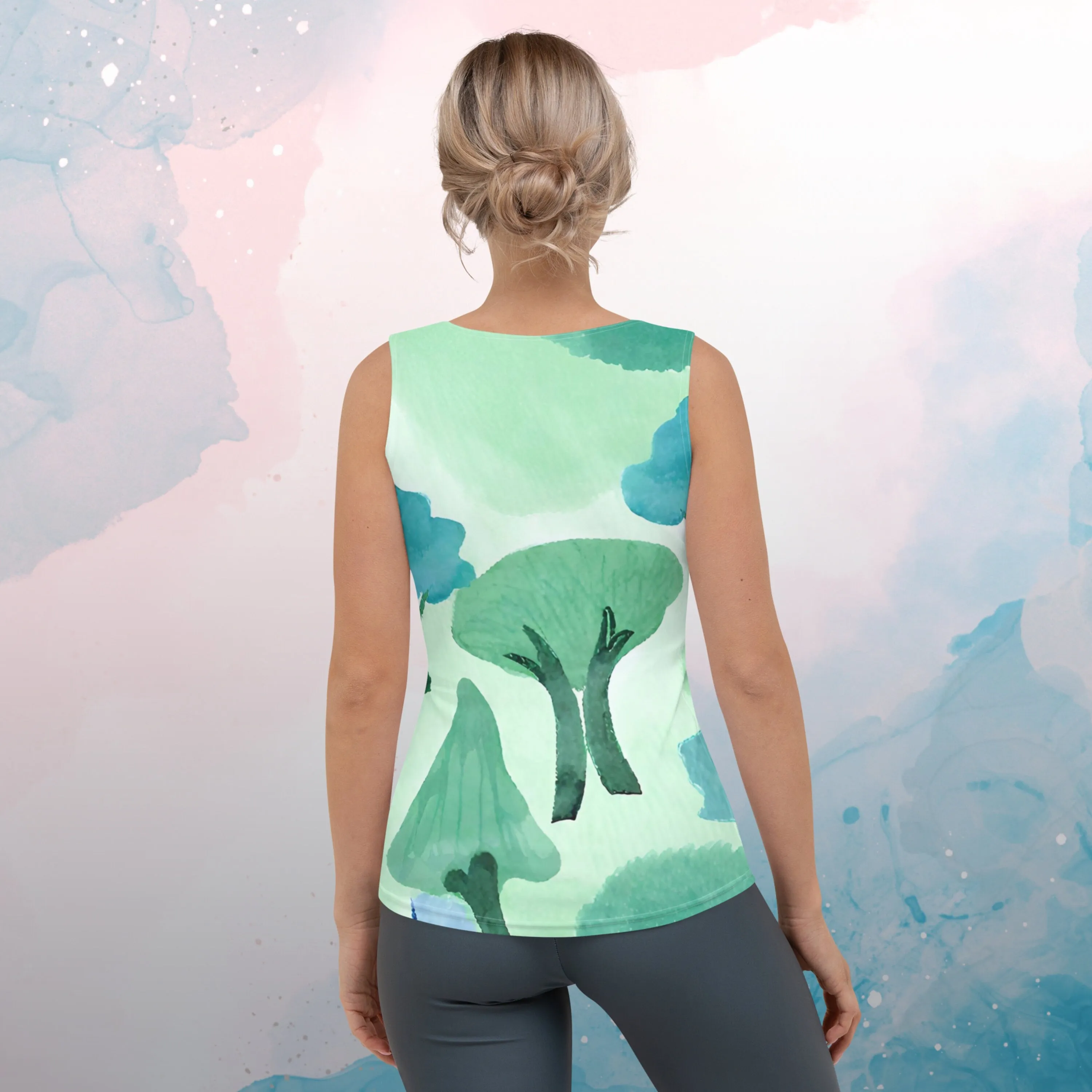 Summer Park Green and Blue Trees Tank Top for Ladies