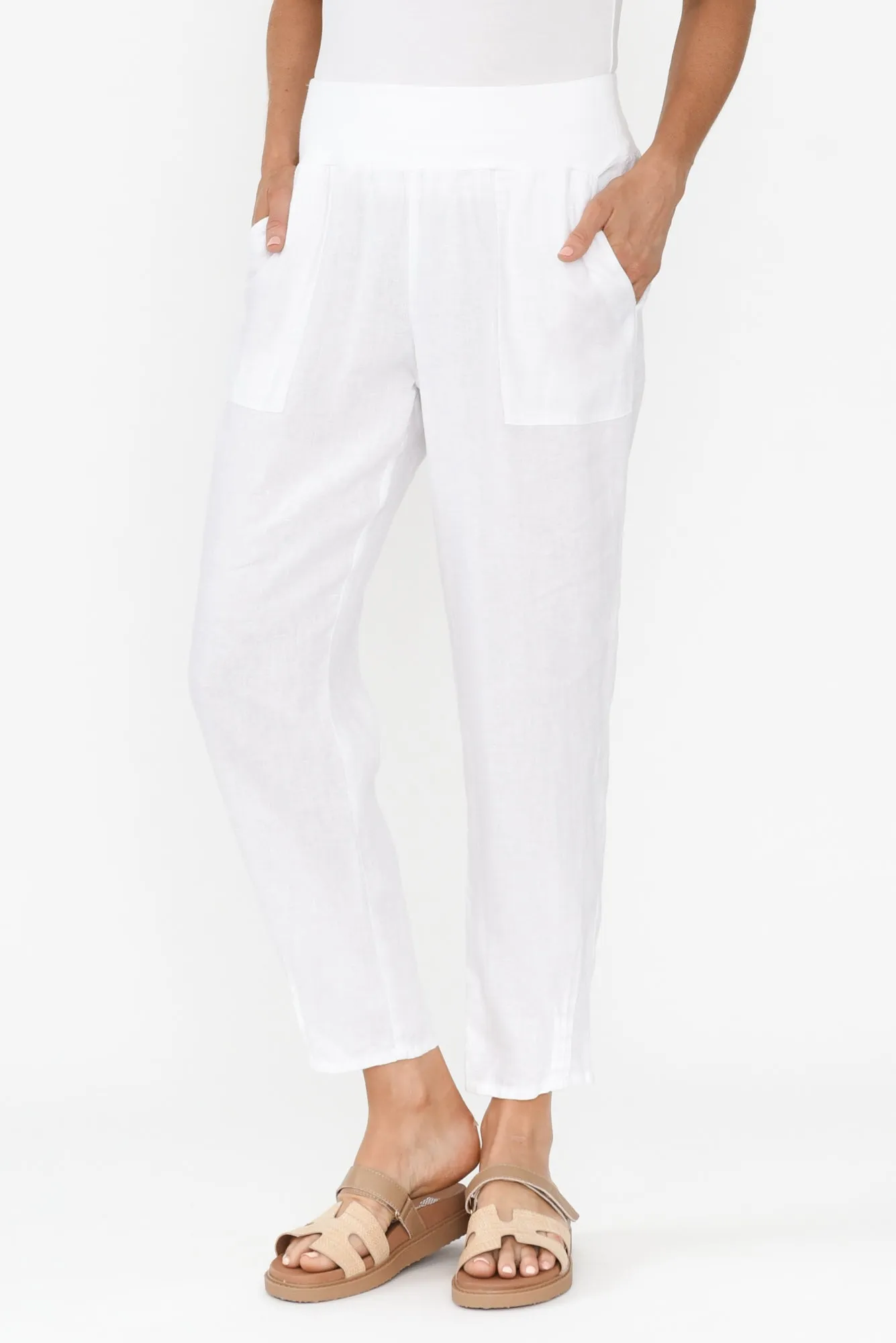 Tatum White Linen Pants