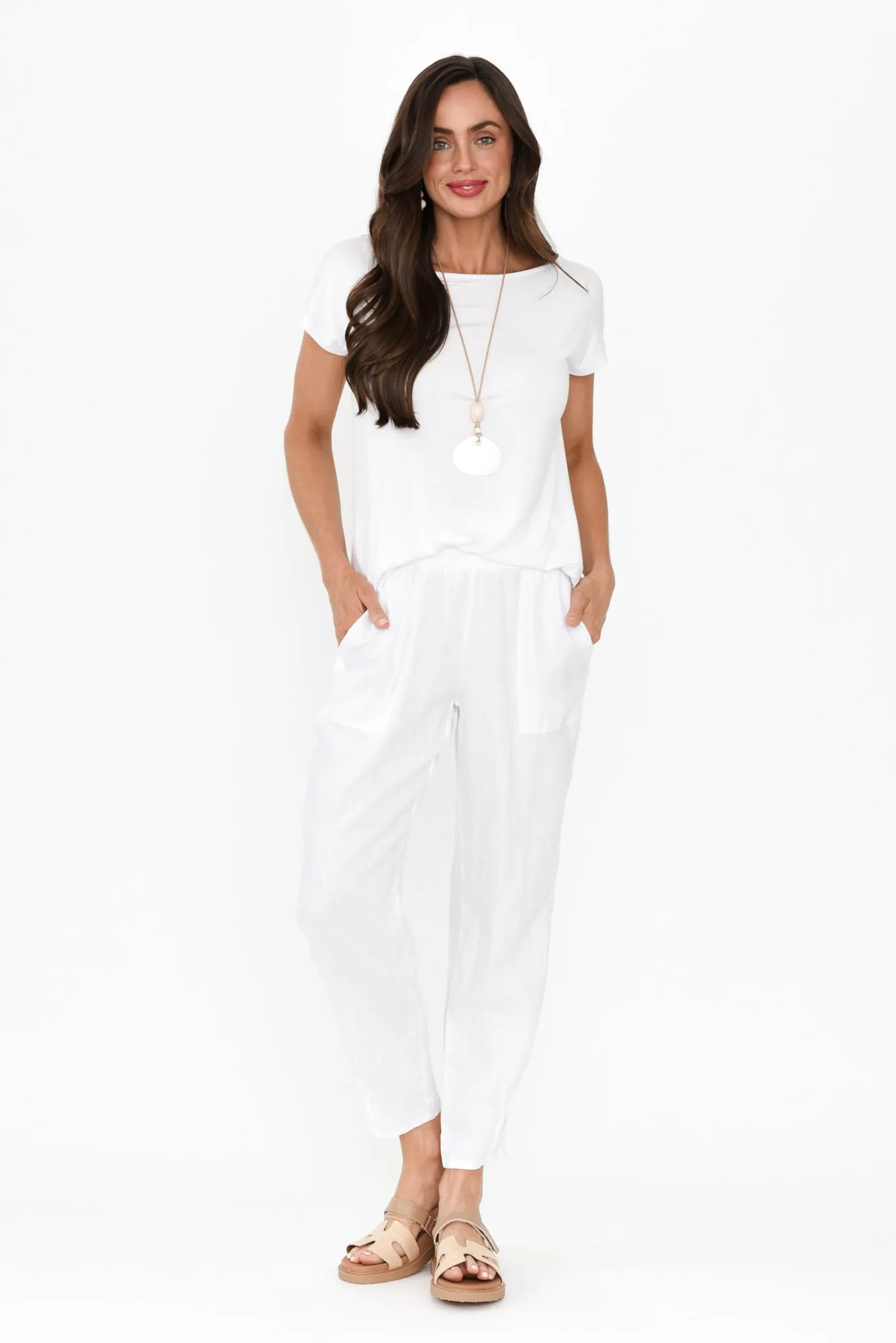 Tatum White Linen Pants