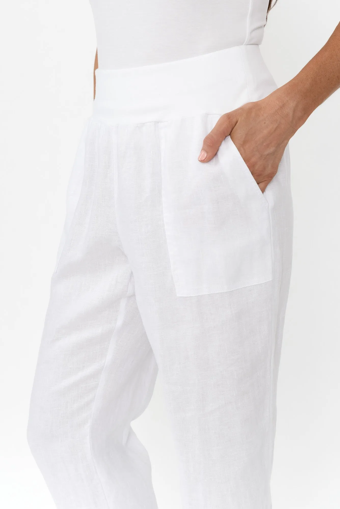 Tatum White Linen Pants