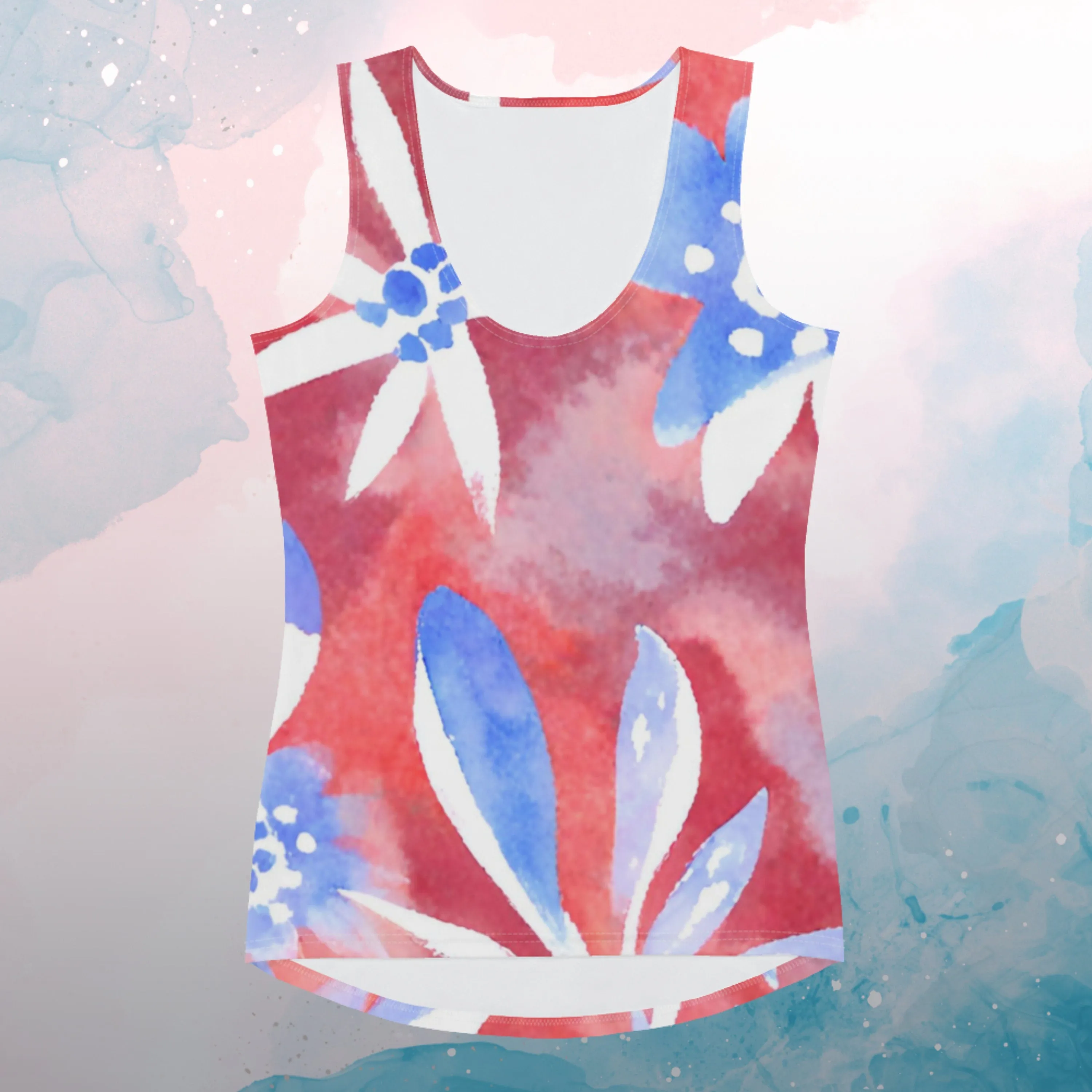 Unique Watercolor Sublimation Cut N Sew Tank Top for Women