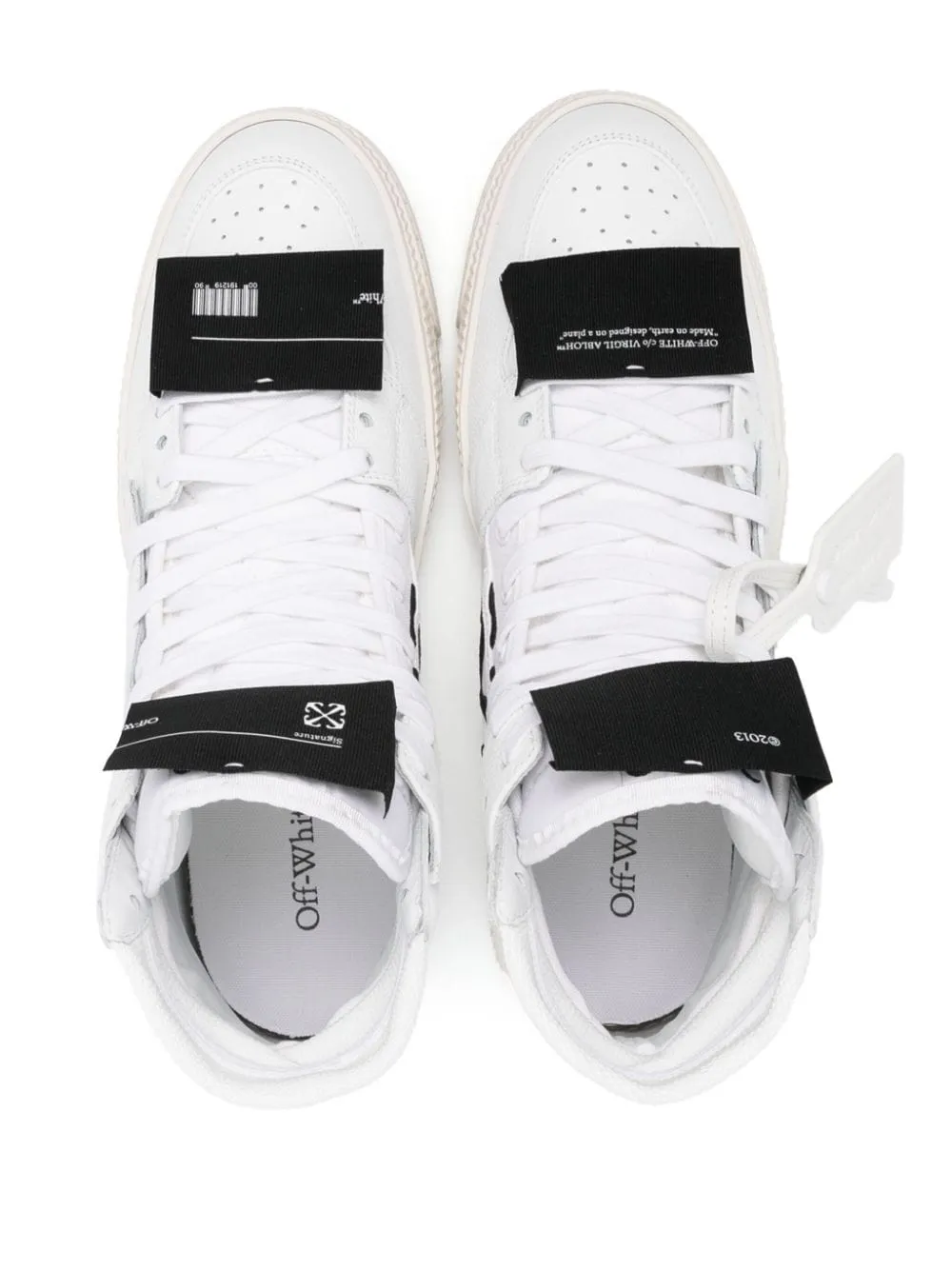 WHITE/BLACK LEATHER PANELLED SNEAKERS