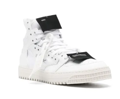 WHITE/BLACK LEATHER PANELLED SNEAKERS