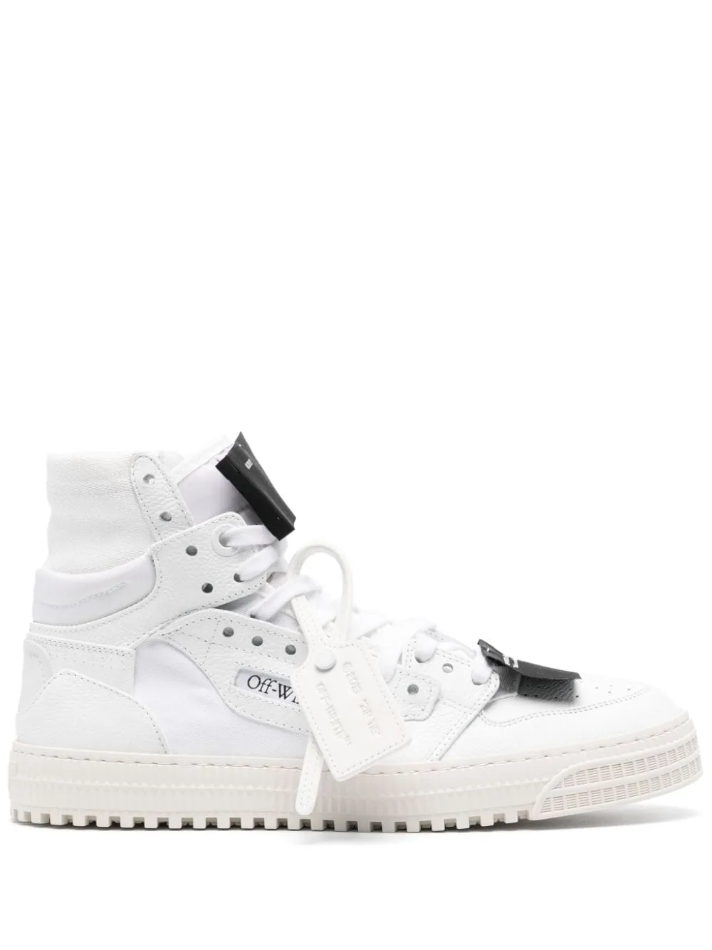 WHITE/BLACK LEATHER PANELLED SNEAKERS