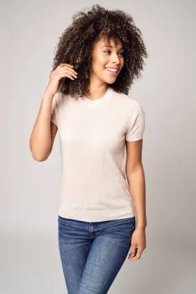 Wide Ribbed Worsted Cashmere T-Shirt