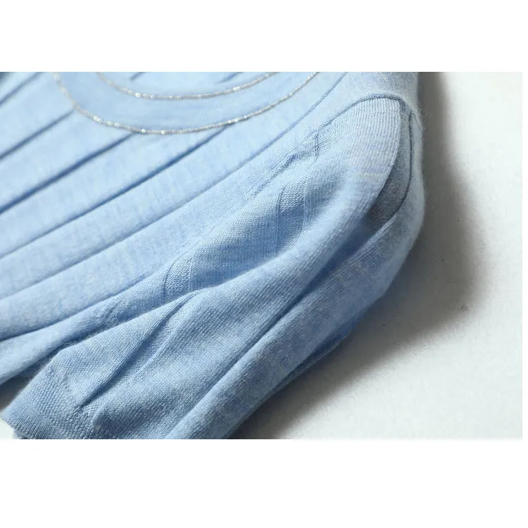 Wide Ribbed Worsted Cashmere T-Shirt